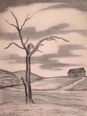 George Copeland Ault (1891-1948), Tree and Barn, 1939