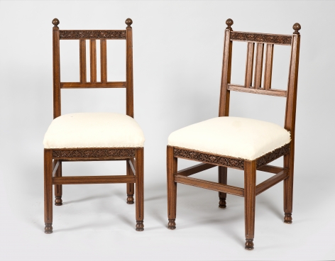 Lockwood de Forest (1850-1932), Carved Teakwood Pair of Side Chairs, circa 1895&nbsp;&nbsp;&nbsp;&nbsp;
